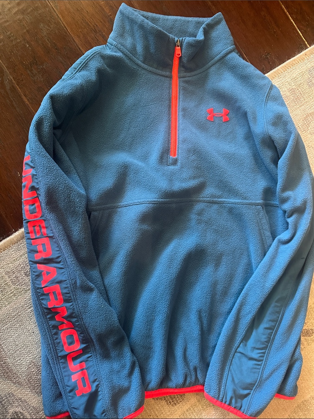Under Armour Blue Fleece Half-Zip Pullover with Coral Accents